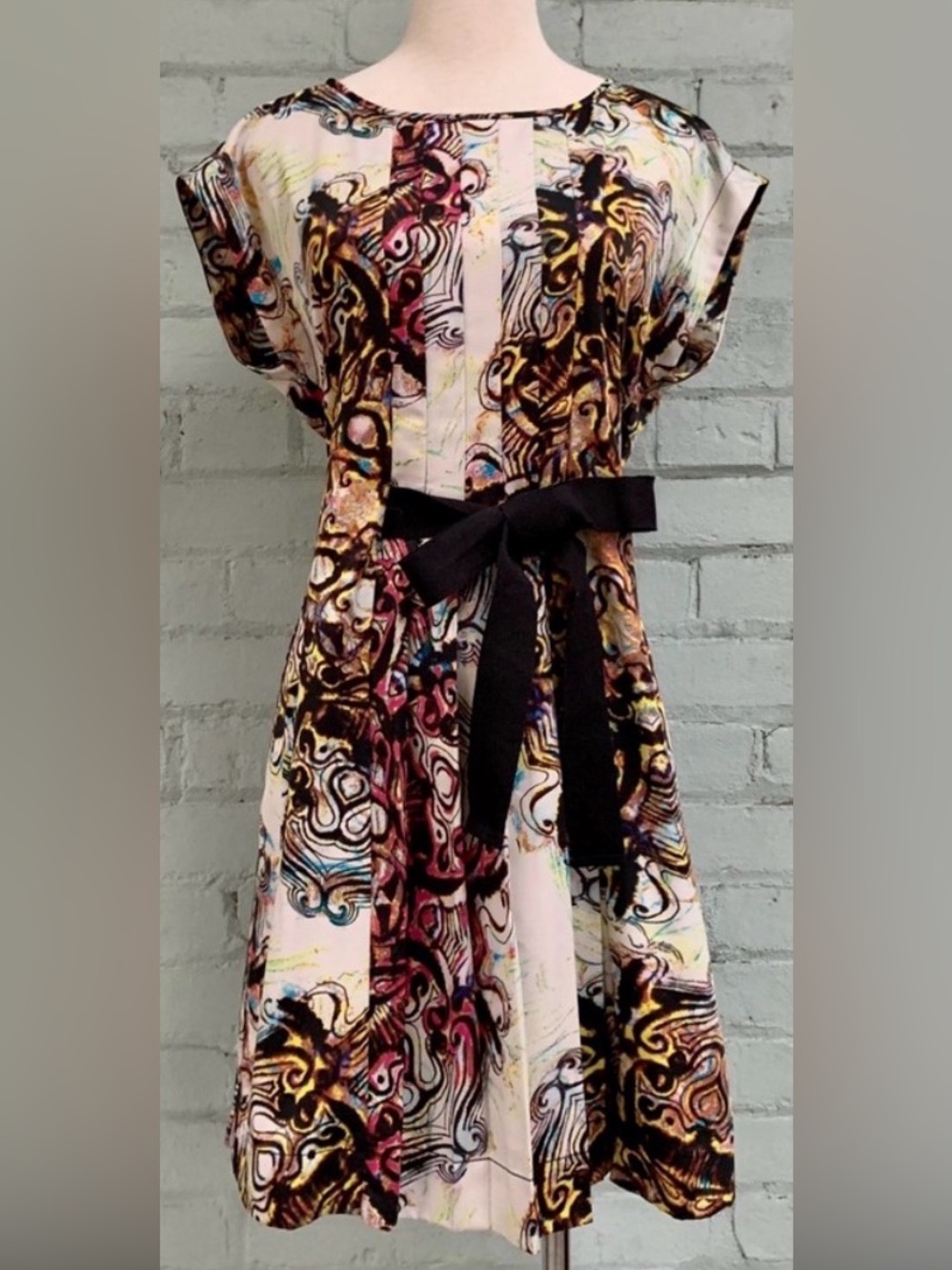 Novelty Print Short Sleeve Sleeveless Dress